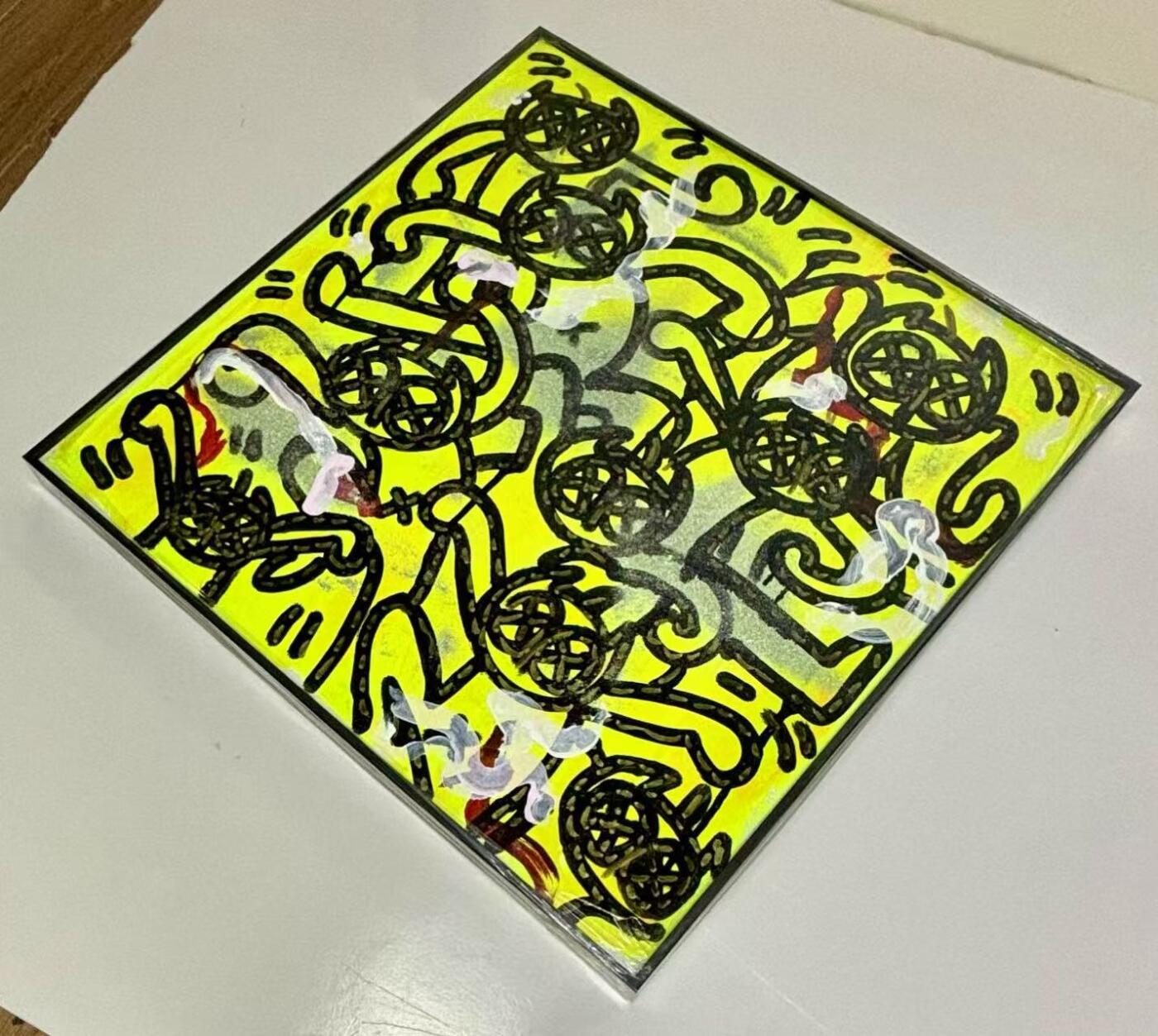 零元拍：歪歪亲笔签名原画作品丙烯画，作品名称：《街头密语》