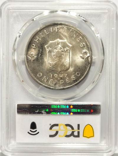 博洋堂世界钱币拍卖第129期（全场包邮） PCGS MS64 菲律宾1947年马克阿瑟1比索大银币