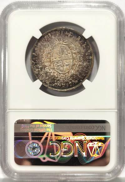 博洋堂世界钱币拍卖第129期（全场包邮） NGC MS64 乌拉圭1917年50分银币