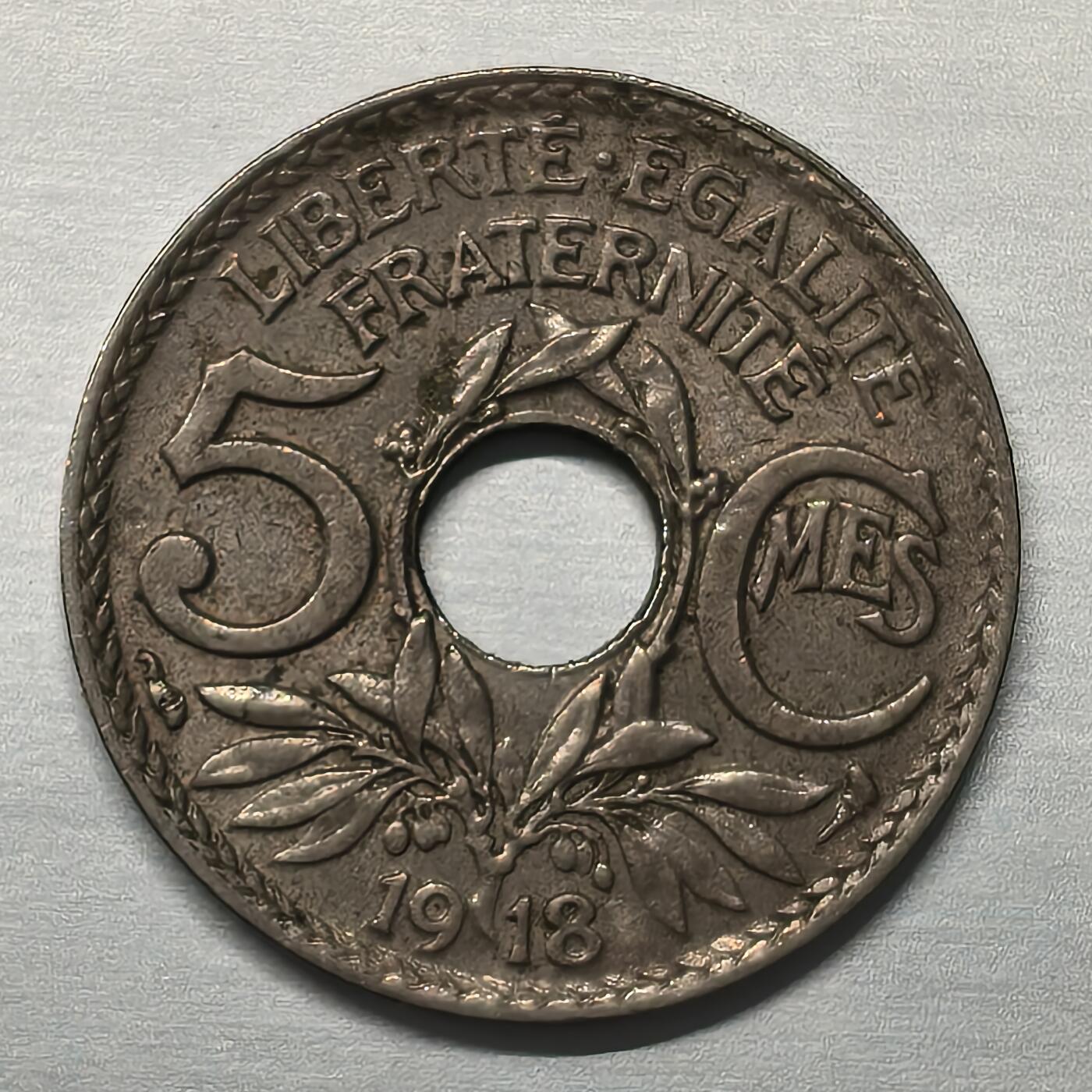 Krab外币市集Vol.17 法国1918年5分-large size