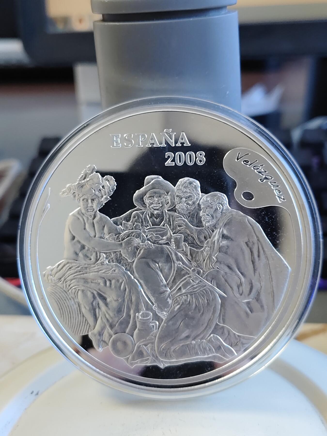 第165期拍卖【长期征集拍品】 西班牙2008年伟大的画家系列维拉斯凯斯5盎司银币，925银，发行5000枚，盒子断开，银价1338，原价2500