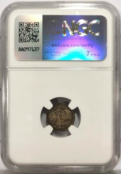 博洋堂世界钱币拍卖第129期（全场包邮） NGC MS64 德国法兰克福1839年城市景观1克鲁泽银币