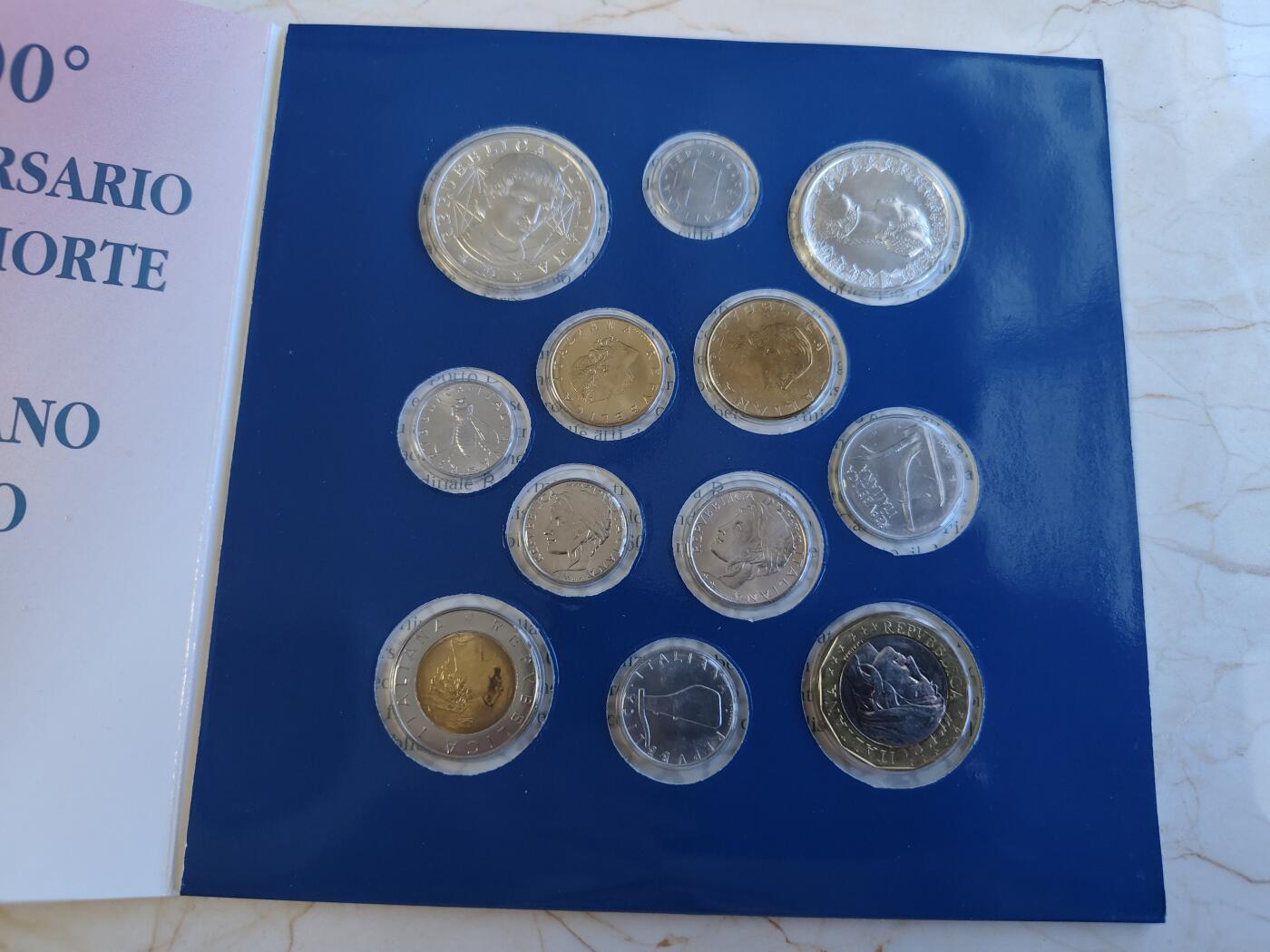 第165期拍卖【长期征集拍品】 意大利2000年思想家布鲁诺12枚纪念套币含2枚银币，835银，原价680