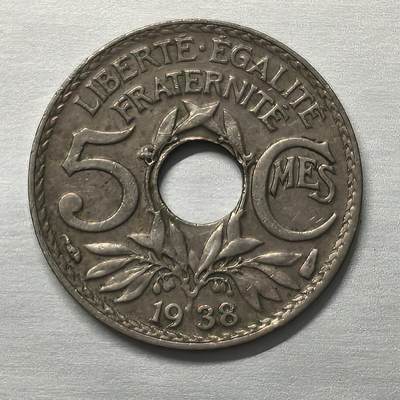 Krab外币市集Vol.17 - 法国1938年5分-small size