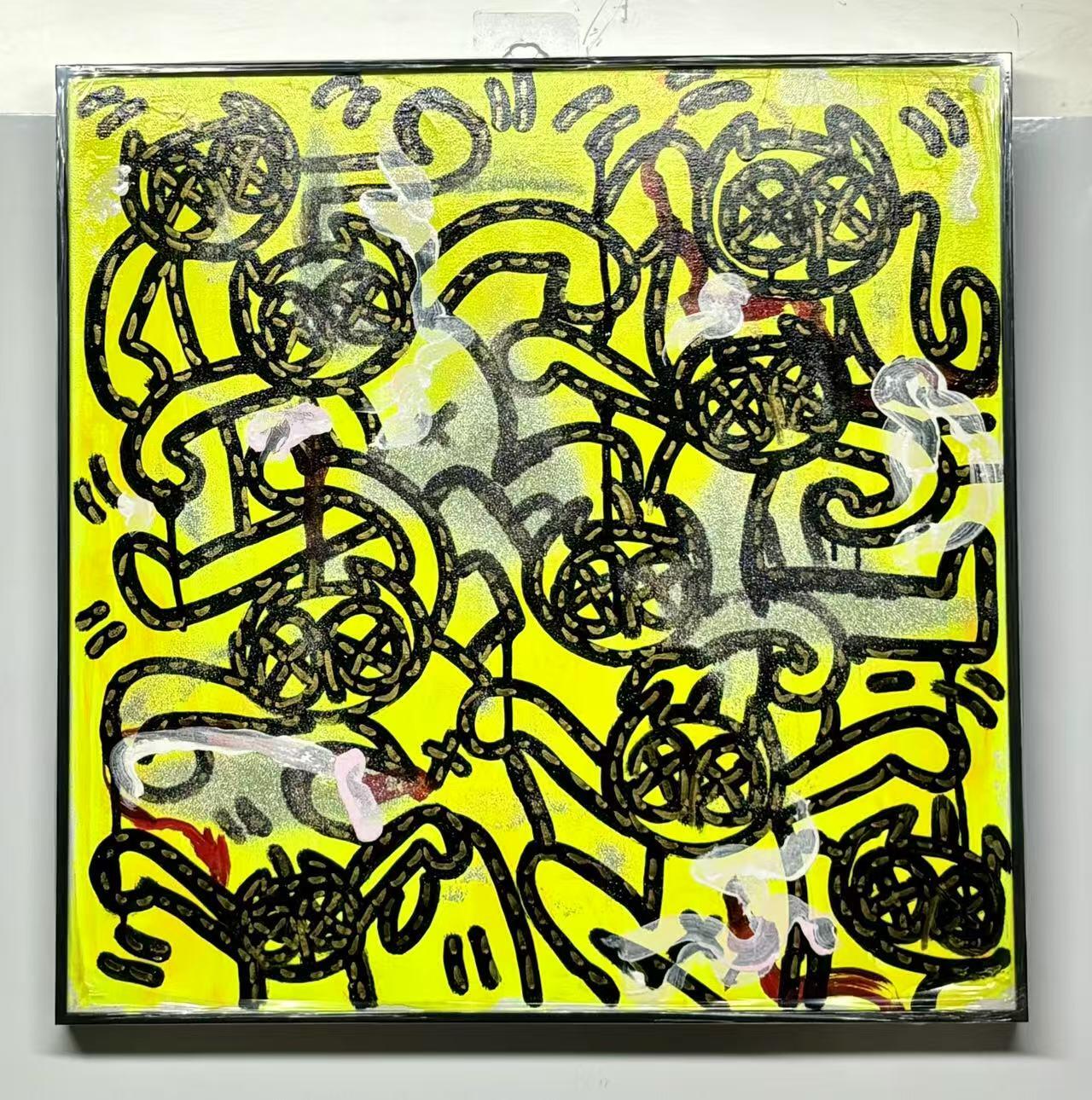 零元拍：歪歪亲笔签名原画作品丙烯画，作品名称：《街头密语》