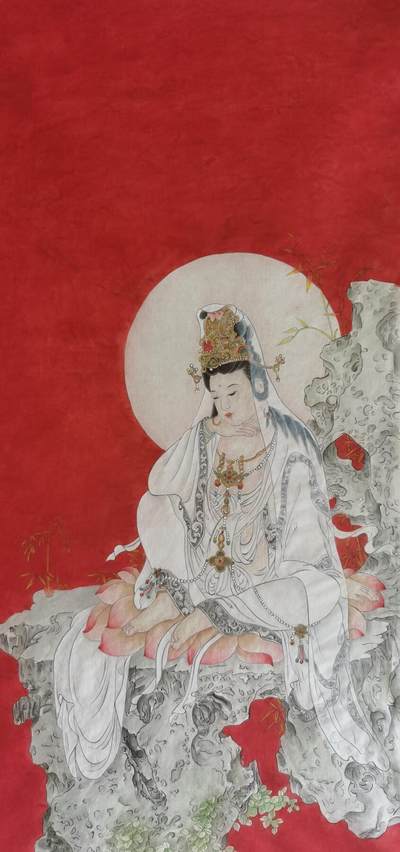 阳大大卡牌超级大甩拍第60期（周五晚上九点截拍，持续收拍品，进群福利早知道） - 【顶级原画】知名工艺美术大师 张红作品 重彩观音:画芯尺寸:60/29，裸画   张红大师在工笔画精工细作，作品多次在国内外获奖，曾被央视采访报道，行家一出手就知有没有 这才是真正值得收藏的佳作