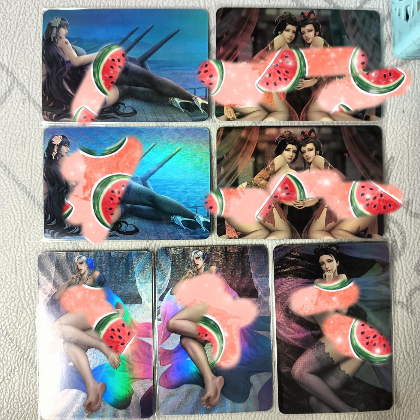花开卡拍第29期（品控勿拍!!!拍品不寄存，运费5元，自制卡难免瑕疵，可能存在轻微撞角爆边等出厂瑕疵，品控介意勿拍！） 柳钢弹同人艺术卡 7张，彩闪