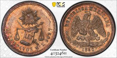 博洋堂世界钱币拍卖第129期（全场包邮） PCGS MS66 墨西哥1880年天平鹰洋25分，冠军分！五彩包浆细节一流。