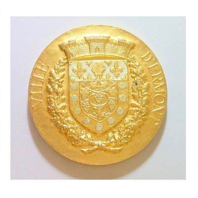 【银】法国1978年 城市市徽高浮雕精制镀金大银章 50MM 80克 - 【银】法国1978年 城市市徽高浮雕精制镀金大银章 50MM 80克
