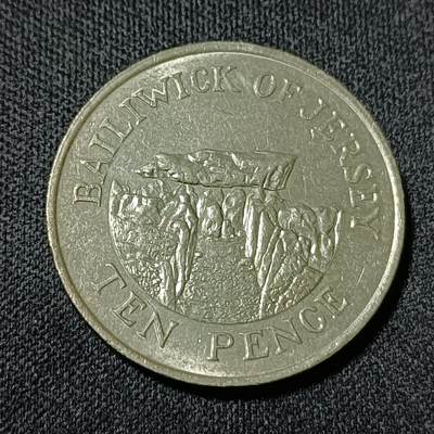 【游宝拍卖】乙巳蛇年53期 周六集拍 - 英属泽西-10便士 1990年