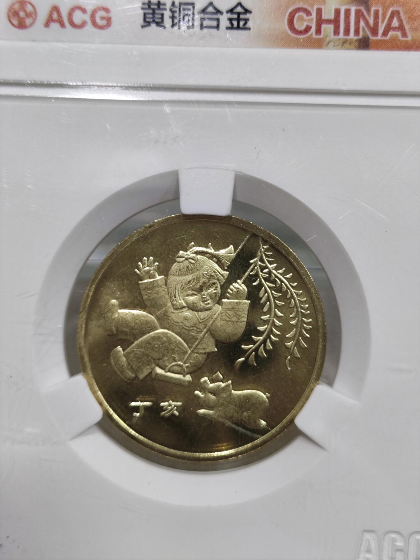 纪念币 爱藏评级，2007年丁亥年一轮生肖猪纪念币