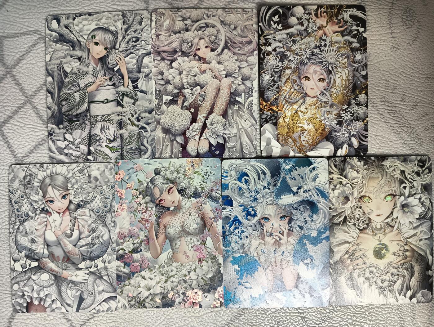 花开卡拍第29期（品控勿拍!!!拍品不寄存，运费5元，自制卡难免瑕疵，可能存在轻微撞角爆边等出厂瑕疵，品控介意勿拍！） 燎原萌妹acg 彩闪7张