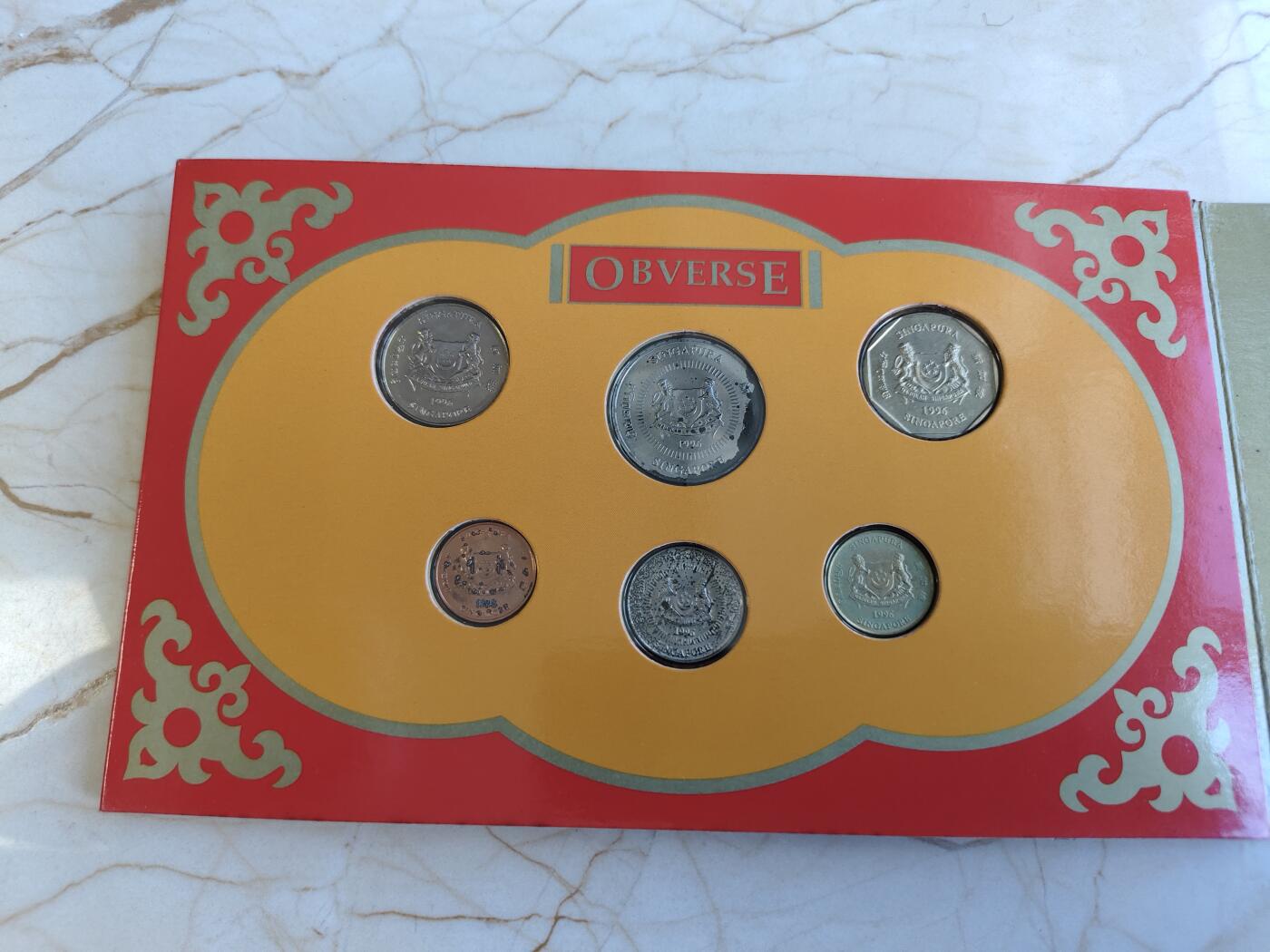 第165期拍卖【长期征集拍品】 卡装新加坡1996年年度7枚纪念币套装按汇率也要几十块