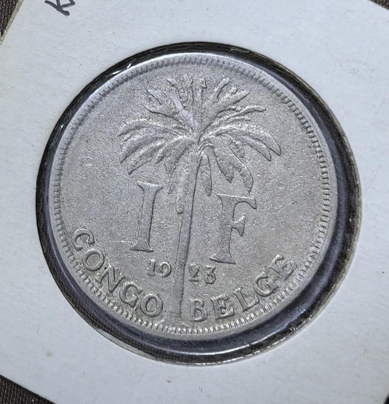 北京马甸外国币专卖第142期，外国币专场，陆续上拍，欢迎关注 1923年比属刚果1法郎法铜镍币 29MM 