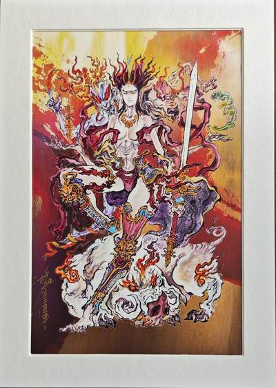 白泽拍卖卡牌手绘专场第20期（夕阳已下月初生，小暑才交雨渐晴） - 2024 启读文化 手绘复制画 金灵圣母 041/500 沈鑫亲签 尺寸：21CM*30CM