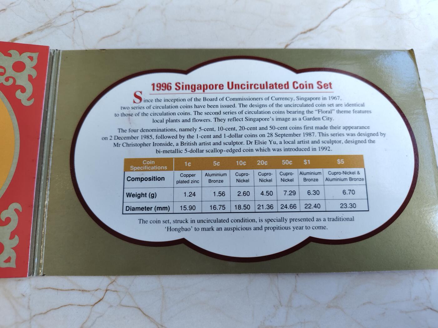 第165期拍卖【长期征集拍品】 卡装新加坡1996年年度7枚纪念币套装按汇率也要几十块