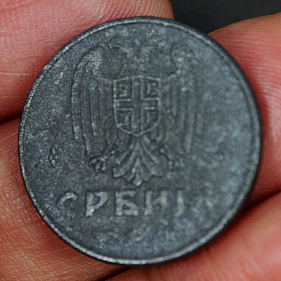 天业钱币散币、银币拍卖第99次专场 全场0元起拍0佣金转发分佣，欢迎围观参拍 - 塞尔维亚1942年2第纳尔锌币 好品少见