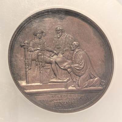 博洋堂世界钱币拍卖第129期（全场包邮） NGC MS62 大不列颠爱德华6世创建语言学校纪念巨大铜章，58mm加大加厚盒子，极其厚重，1880年左右的叙事原铸大铜章！