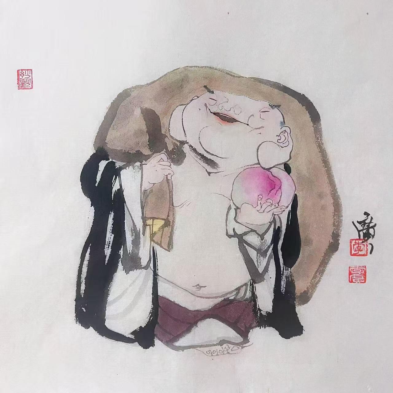 白泽拍卖卡牌手绘专场第20期（夕阳已下月初生，小暑才交雨渐晴） 2025 李广手绘画 满载而归 尺寸：34cm*34cm