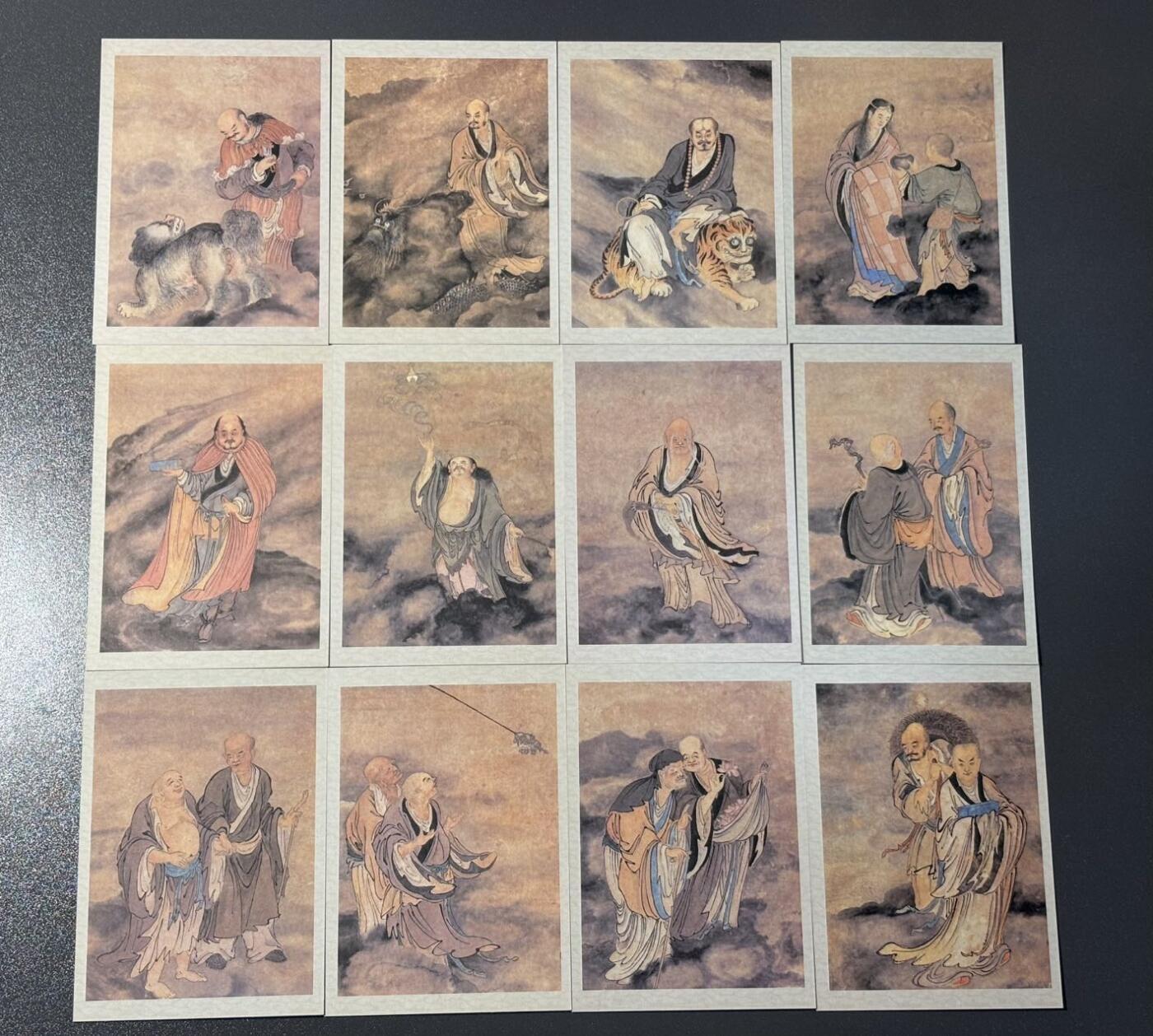 白胡子 小王子精品卡牌拍卖第十三场  启读文化 郑重绘十八应真大画片 全套12张