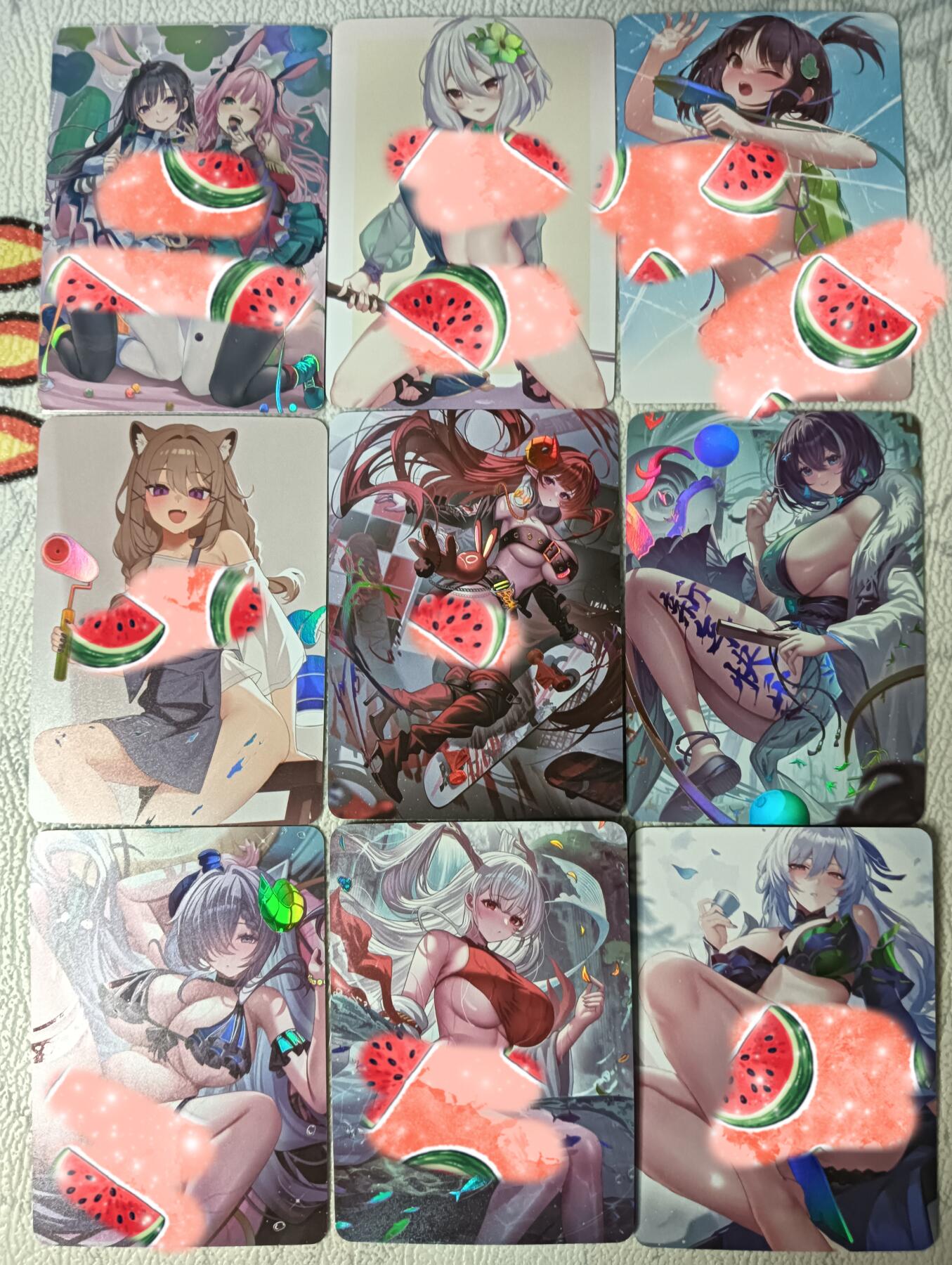花开卡拍第29期（品控勿拍!!!拍品不寄存，运费5元，自制卡难免瑕疵，可能存在轻微撞角爆边等出厂瑕疵，品控介意勿拍！） 绘天阁 艺术版4张 妹卡5张 共九张彩闪
