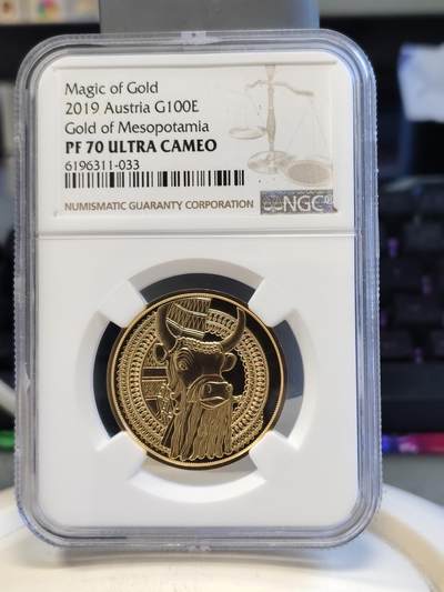 获奖奥地利2019年黄金魔力系列1美索不达米亚1/2盎司金币NGC-PF70