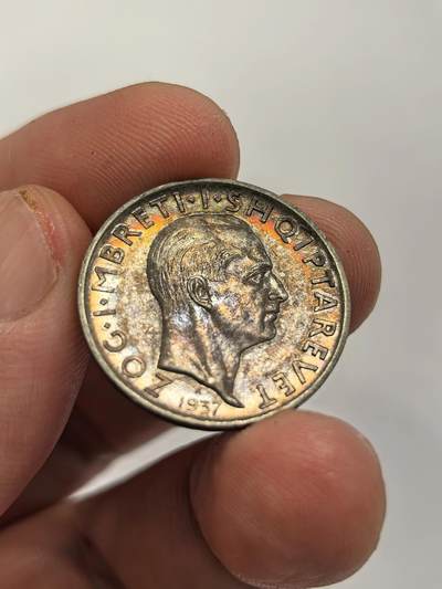 博洋堂世界钱币拍卖第129期（全场包邮） 阿尔巴尼亚1937年1法郎银币 少见