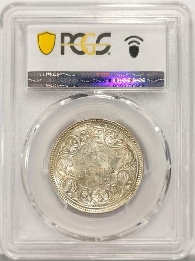 博洋堂世界钱币拍卖第129期（全场包邮） PCGS MS63 英属印度1862年维多利亚1卢比银币，BU高分