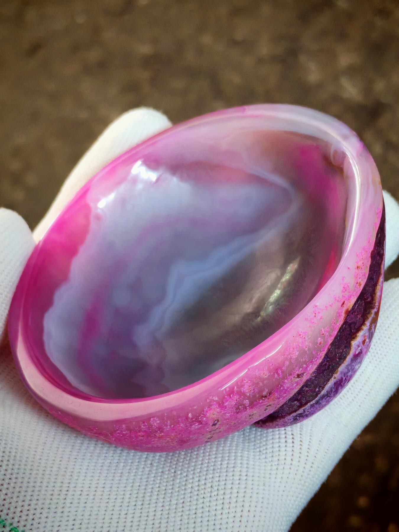 ❤精品缠丝玛瑙原石原皮笔洗烟灰缸(42023)规格92*78*33mm重量188g