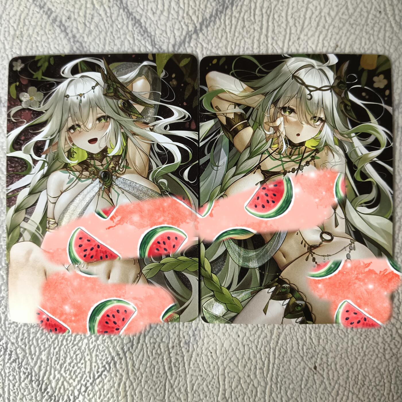 花开卡拍第29期（品控勿拍!!!拍品不寄存，运费5元，自制卡难免瑕疵，可能存在轻微撞角爆边等出厂瑕疵，品控介意勿拍！） 小猫卡牌 原神草神粗闪两张