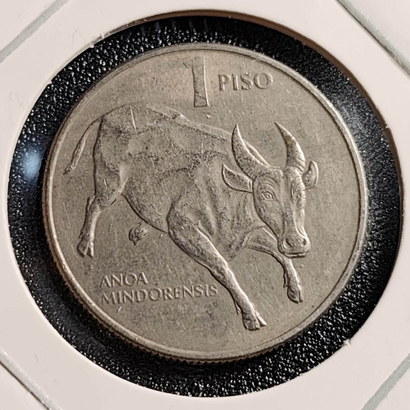 泉币菌-第46场-周末福利场 1985年 菲律宾 1比索大镍币 公牛 29mm