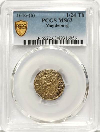 博洋堂世界钱币拍卖第129期（全场包邮） PCGS MS63 德国马格德堡1616年1/24泰勒银币，唯一冠军分！
