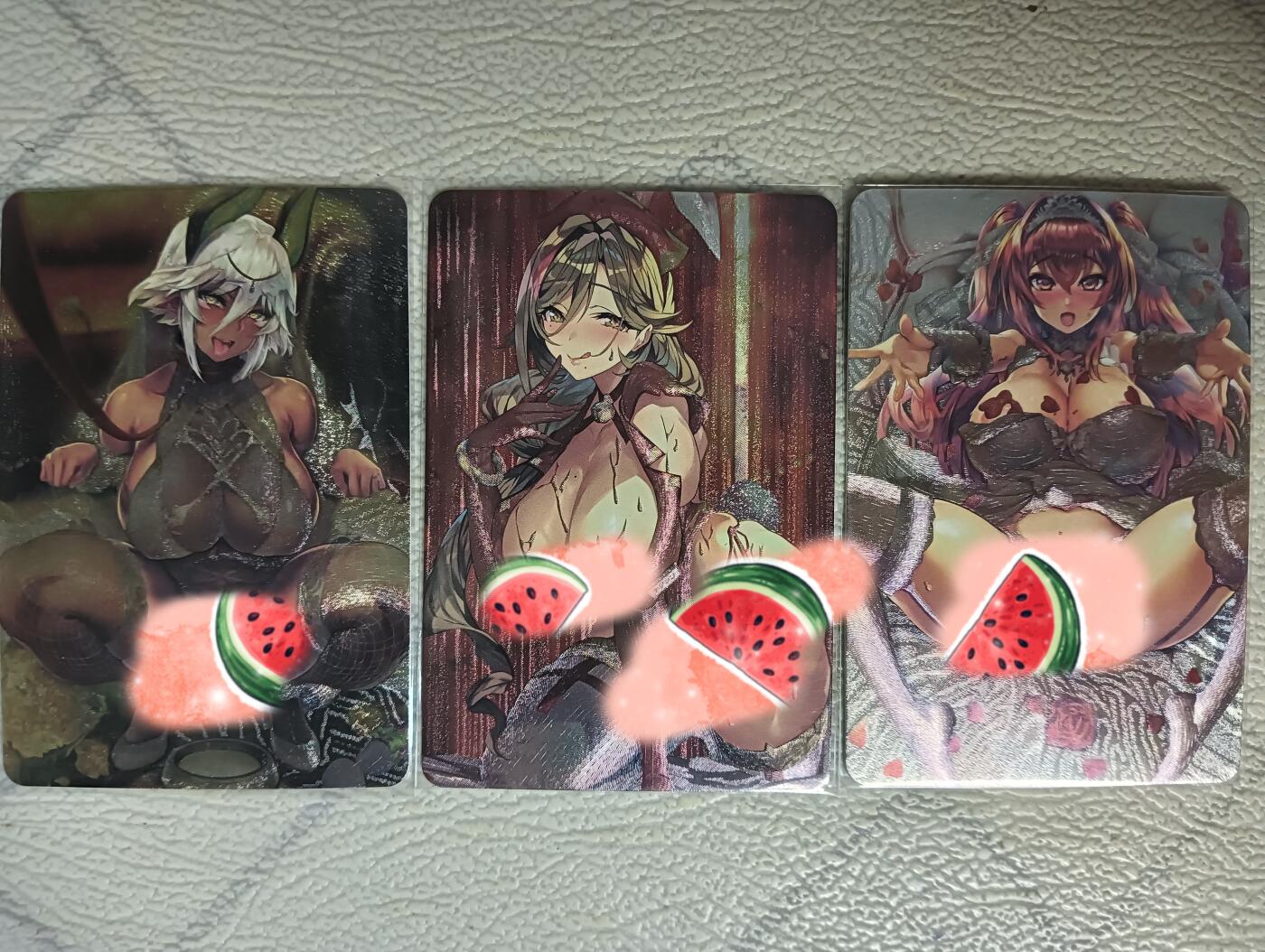 花开卡拍第29期（品控勿拍!!!拍品不寄存，运费5元，自制卡难免瑕疵，可能存在轻微撞角爆边等出厂瑕疵，品控介意勿拍！） 粗闪妹卡女郎三张 大雷