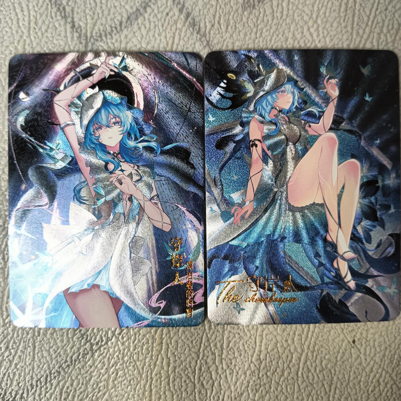 花开卡拍第29期（品控勿拍!!!拍品不寄存，运费5元，自制卡难免瑕疵，可能存在轻微撞角爆边等出厂瑕疵，品控介意勿拍！） 白花恋诗 鸣潮守岸人 粗闪两张