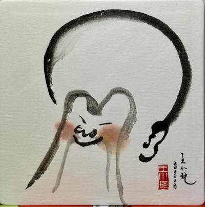 白泽拍卖卡牌手绘专场第20期（夕阳已下月初生，小暑才交雨渐晴） - 2025 王小玩手绘画 南极仙翁 尺寸：14cm*14cm