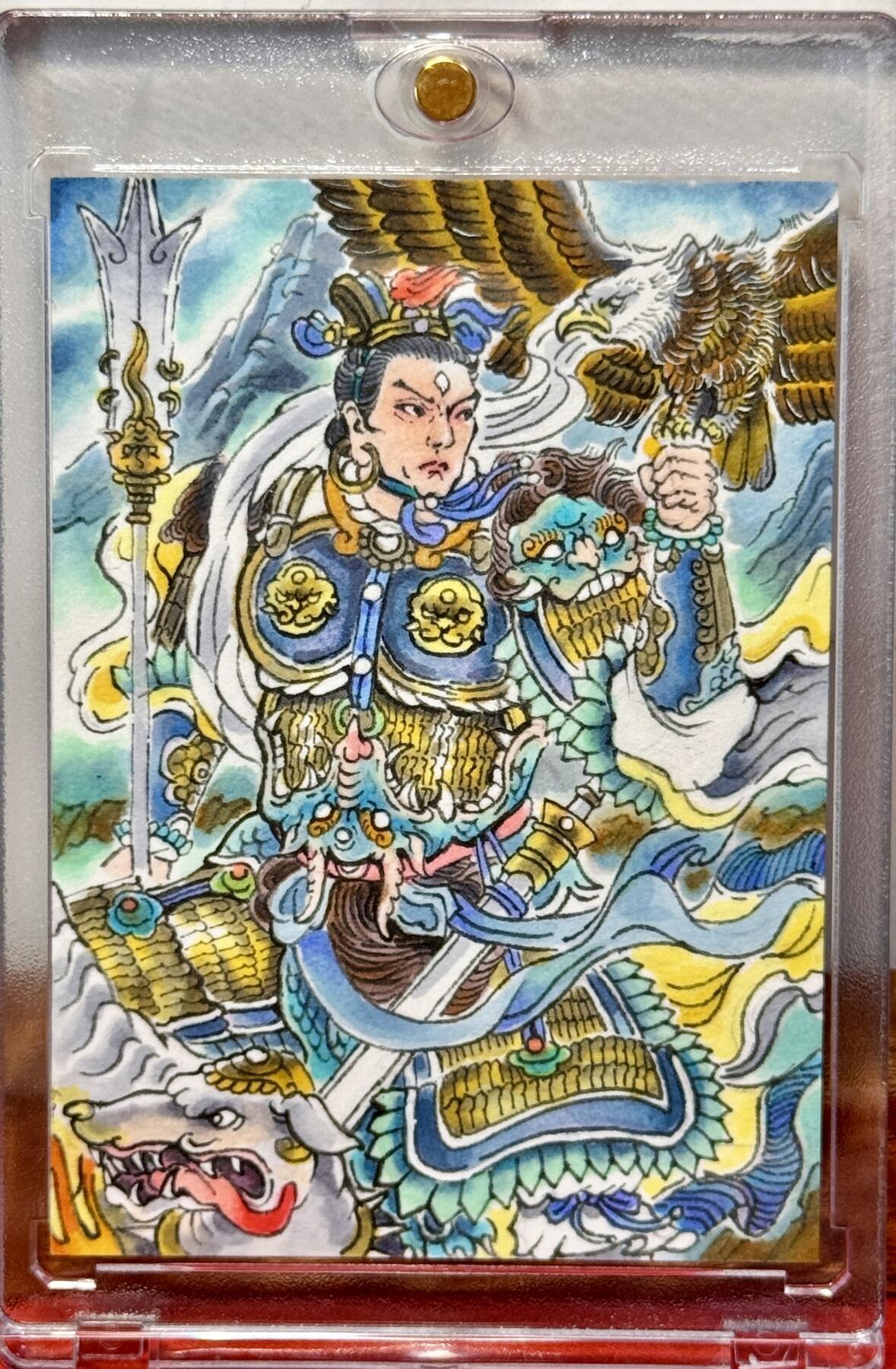 白泽拍卖卡牌手绘专场第20期（夕阳已下月初生，小暑才交雨渐晴） 2025 肆无忌手绘卡 二郎显圣真君 林白鹭亲签 卡砖封装