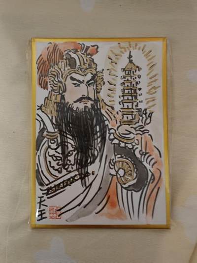 光影卡牌第16期，三娘，五虎专场，持续收拍品 - 王涌喆原稿手绘托塔天王，色纸大卡，收藏佳品