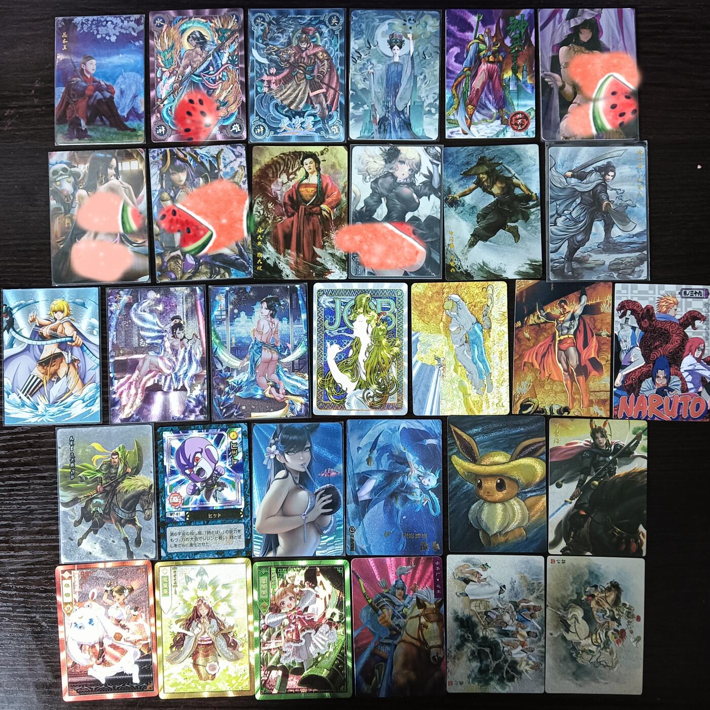 花开卡拍第29期（品控勿拍!!!拍品不寄存，运费5元，自制卡难免瑕疵，可能存在轻微撞角爆边等出厂瑕疵，品控介意勿拍！） 散配动漫粗闪31张