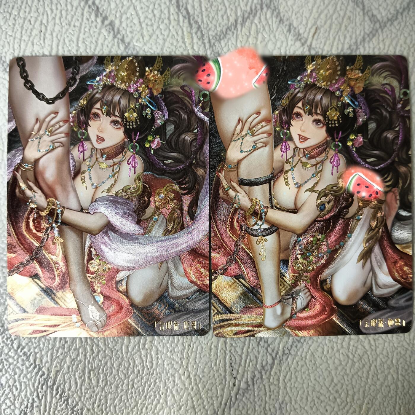花开卡拍第29期（品控勿拍!!!拍品不寄存，运费5元，自制卡难免瑕疵，可能存在轻微撞角爆边等出厂瑕疵，品控介意勿拍！） 卡玩帕克 粗闪水浒姬施恩 一套两张