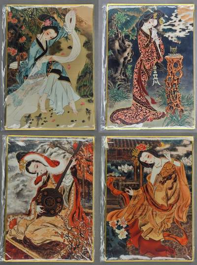 龙虎卡牌第六二场 百里霸场 （无佣金，周六结拍，欢迎送拍） - A4版画4张 山河潮玩 心染-四大美女