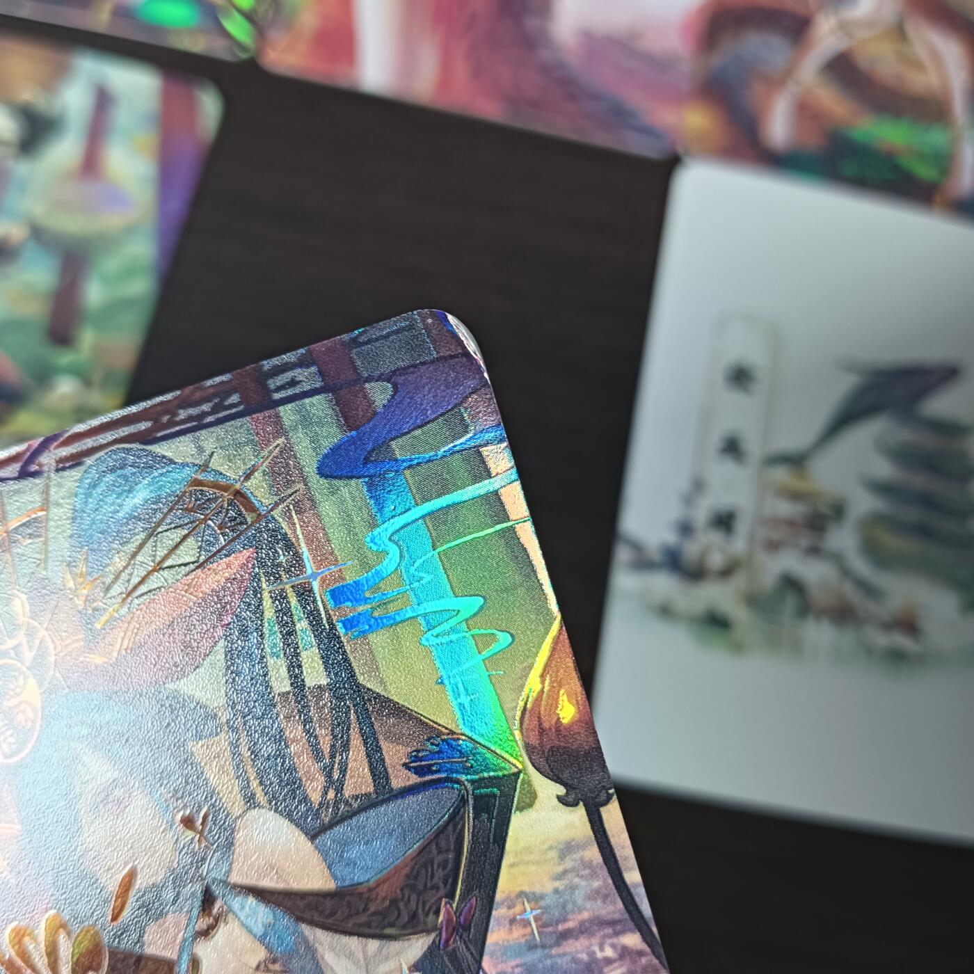 花开卡拍第29期（品控勿拍!!!拍品不寄存，运费5元，自制卡难免瑕疵，可能存在轻微撞角爆边等出厂瑕疵，品控介意勿拍！） 绘天阁造神计划等，精扣彩闪，23张，其中两张是艺术版，有1张右上有厂伤撞角