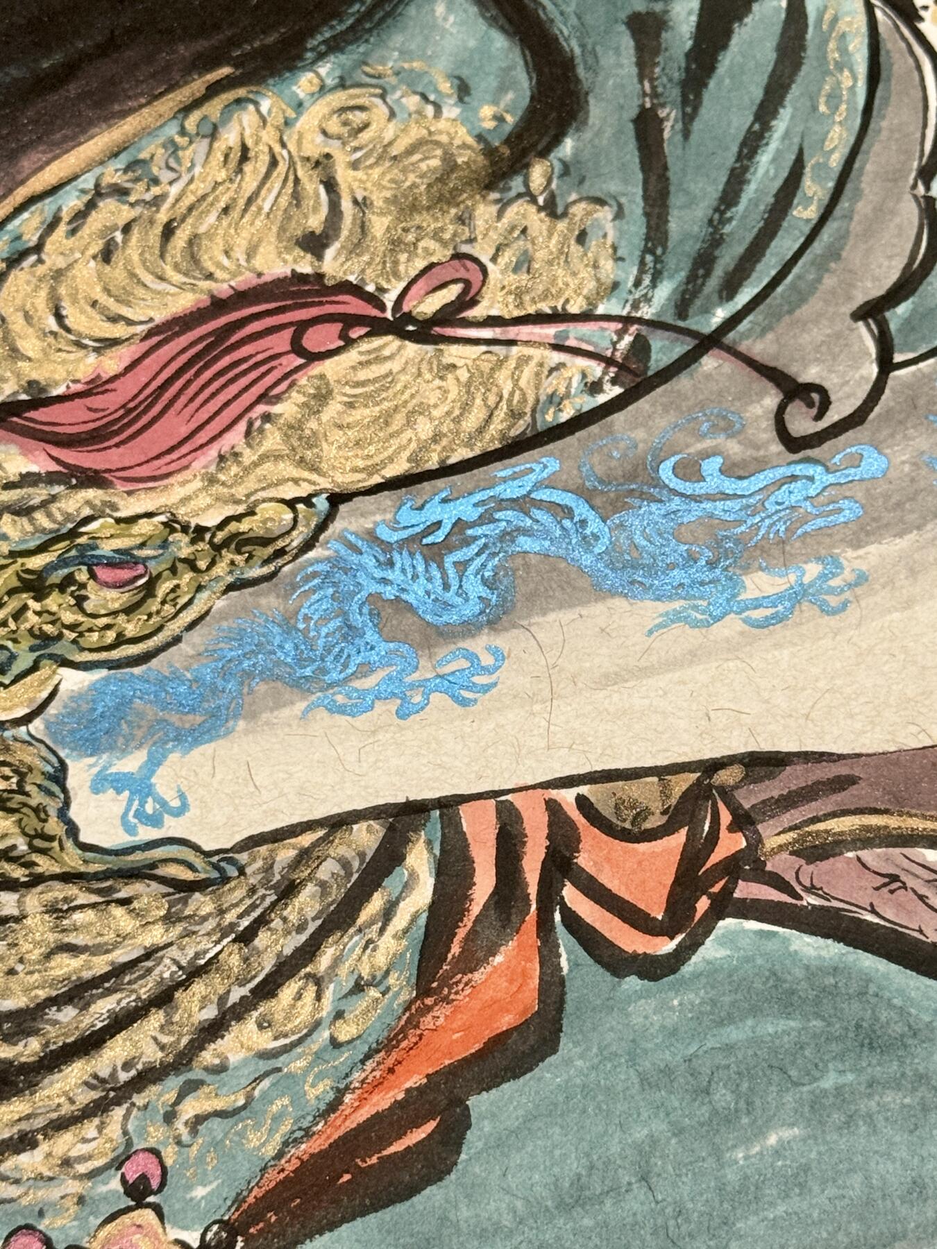 白泽拍卖卡牌手绘专场第20期（夕阳已下月初生，小暑才交雨渐晴） 2025 权迎东&一泡共绘 忠义关张 尺寸：45cm*33cm
