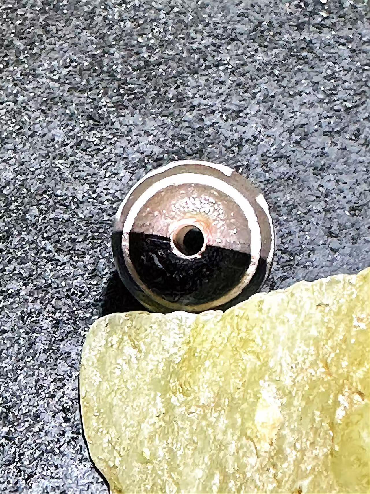 仅此一颗，藏传黑白天地大鹏天珠一颗