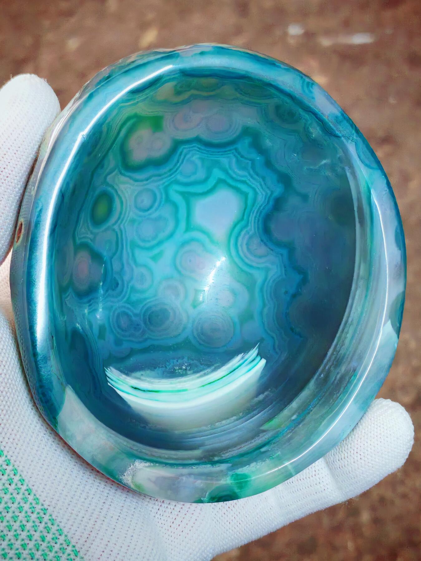 ❤精品缠丝玛瑙原石原皮笔洗烟灰缸(41048)规格103*89*37mm重305g