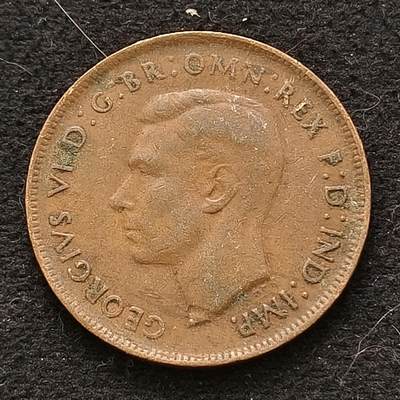 【全场包邮】纯粹捡漏拍441场 - 澳大利亚1943年乔治六世1便士大铜币