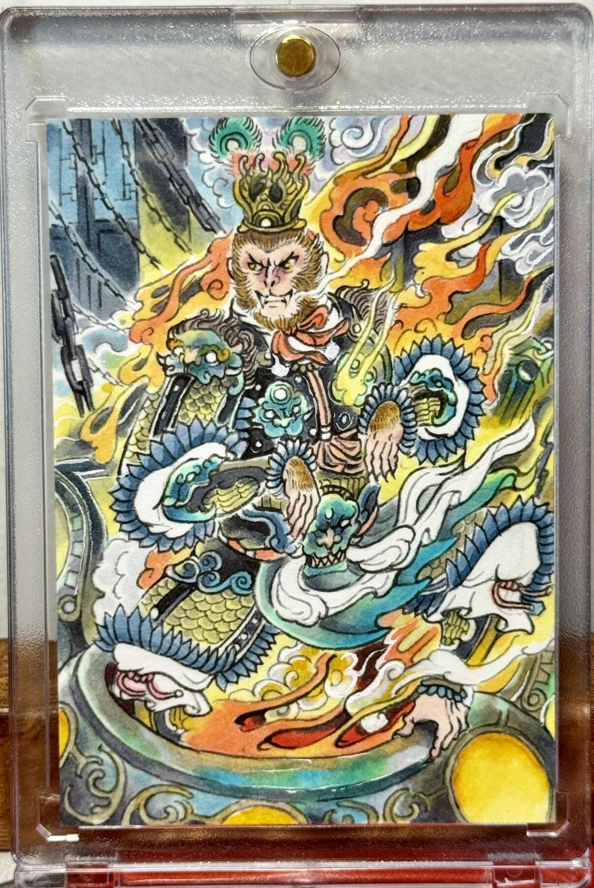 白泽拍卖卡牌手绘专场第20期（夕阳已下月初生，小暑才交雨渐晴） 2025 林白鹭手绘卡 齐天大圣 林白鹭亲签 卡砖封装