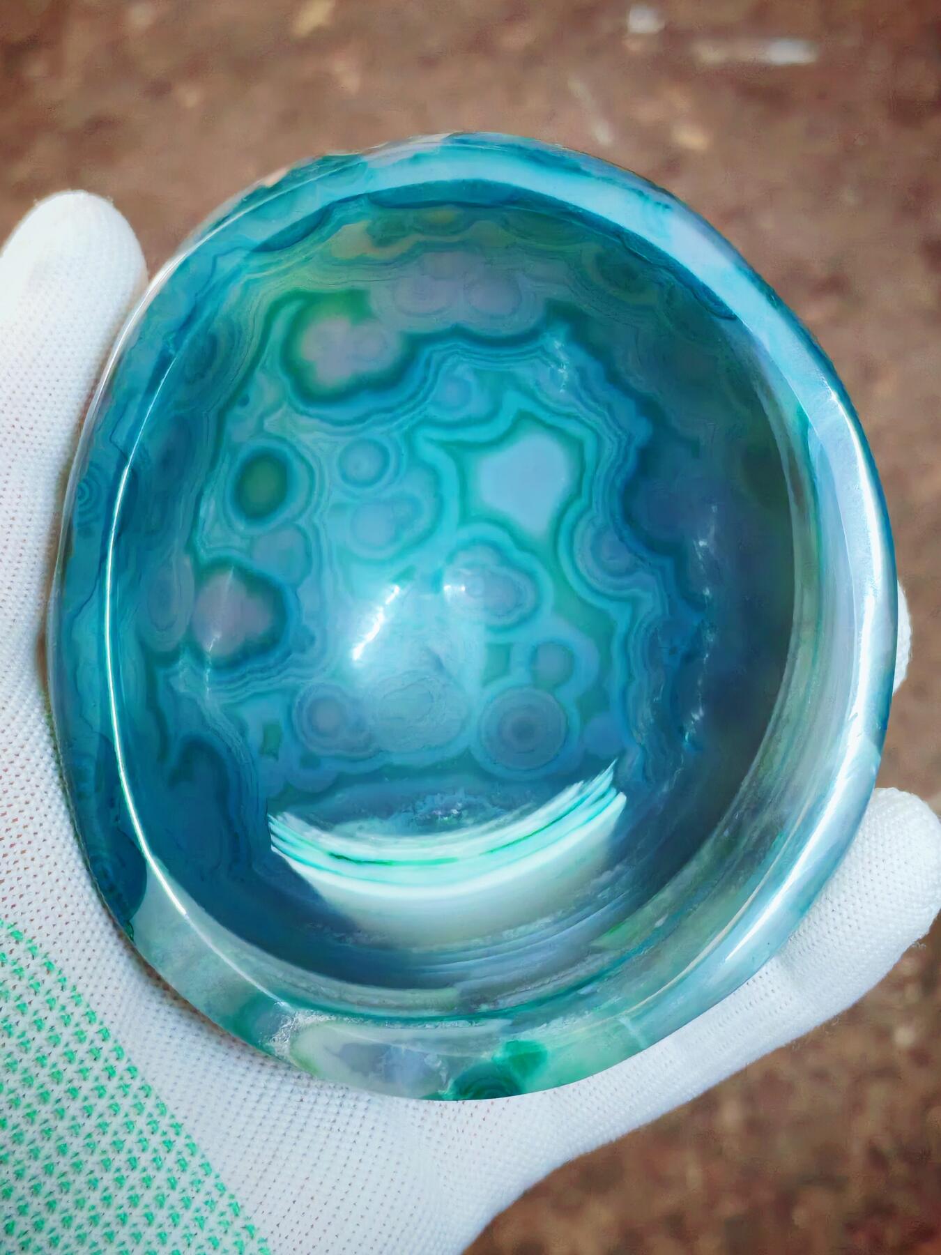 ❤精品缠丝玛瑙原石原皮笔洗烟灰缸(41048)规格103*89*37mm重305g
