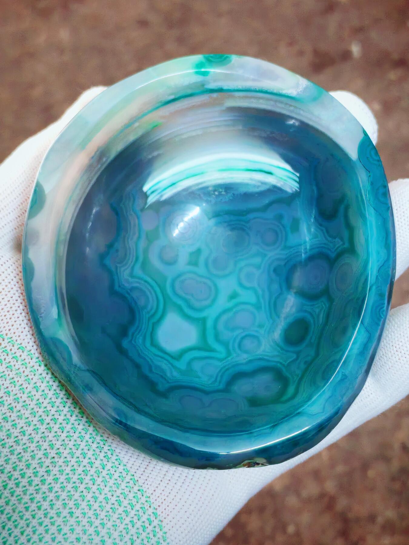 ❤精品缠丝玛瑙原石原皮笔洗烟灰缸(41048)规格103*89*37mm重305g