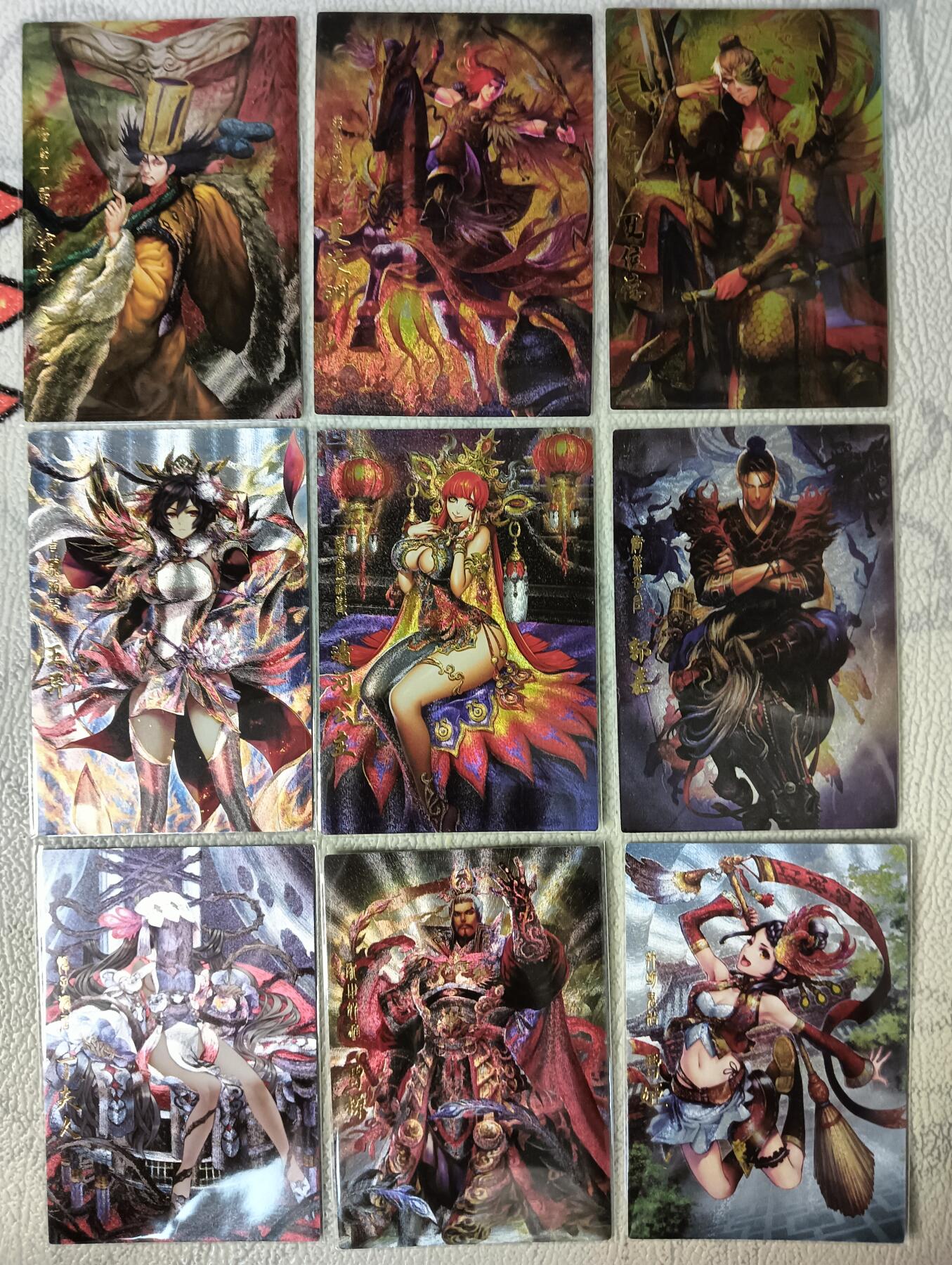 花开卡拍第29期（品控勿拍!!!拍品不寄存，运费5元，自制卡难免瑕疵，可能存在轻微撞角爆边等出厂瑕疵，品控介意勿拍！） 藏无缺 璇哥 三国志大战 一套九张 粗闪 