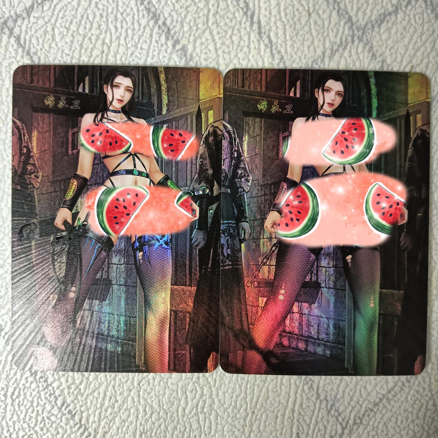 花开卡拍第29期（品控勿拍!!!拍品不寄存，运费5元，自制卡难免瑕疵，可能存在轻微撞角爆边等出厂瑕疵，品控介意勿拍！） 嘎嘎鸭艺术对卡 锦衣卫 折光彩闪